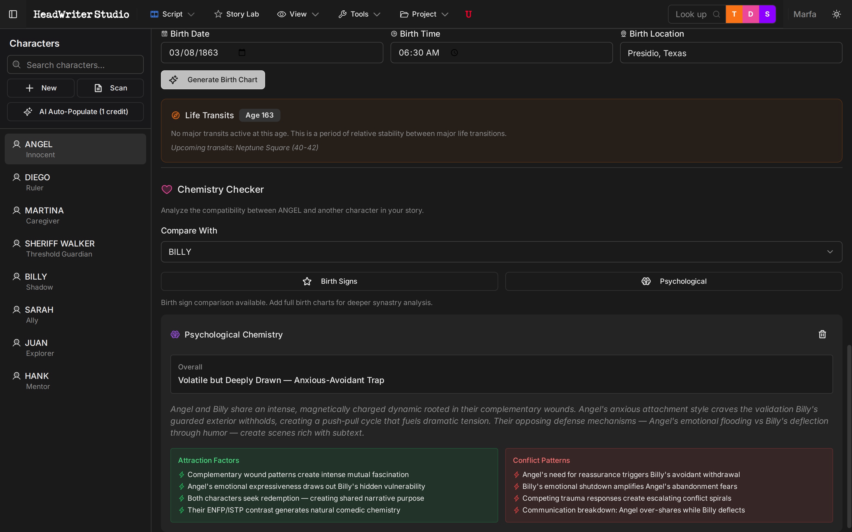 Psychological Chemistry Checker results