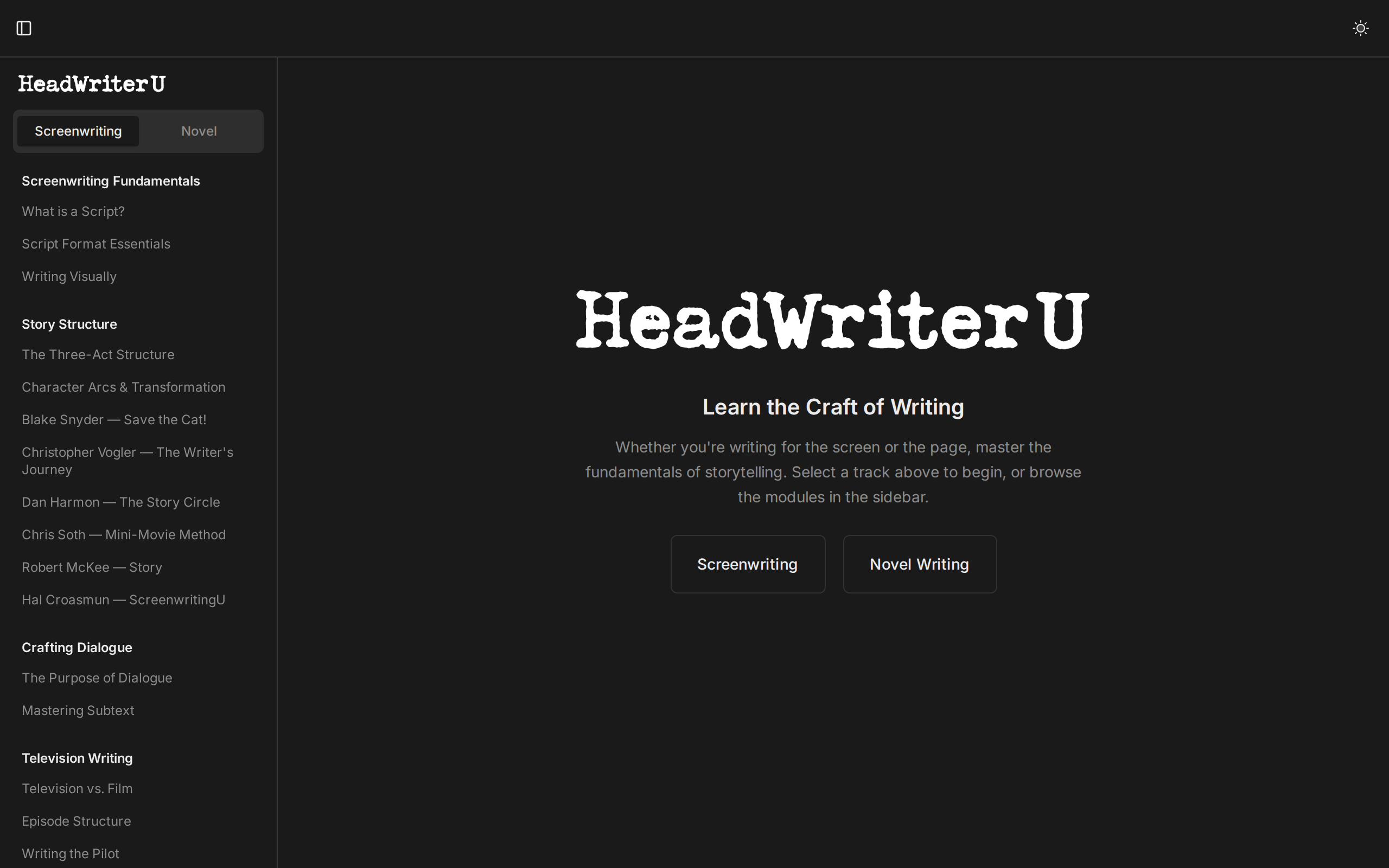 HeadWriter U — Screenwriting track